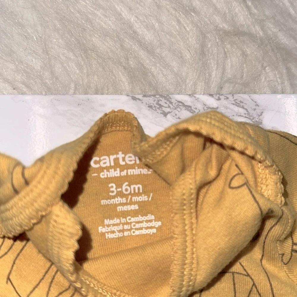 Carters Yellow Giraffe Print baby One Piece size 3-6 months